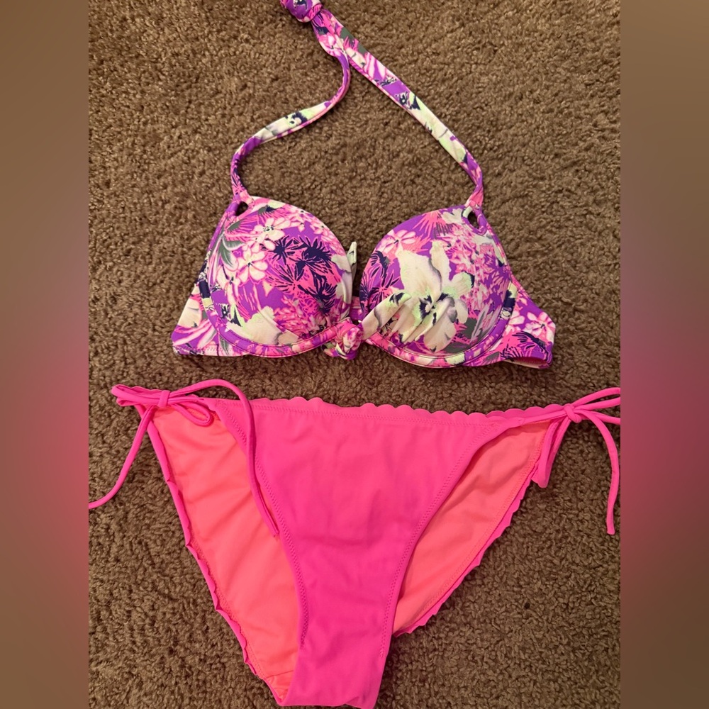 Victoria's Secret Pink and Purple Floral Bikini